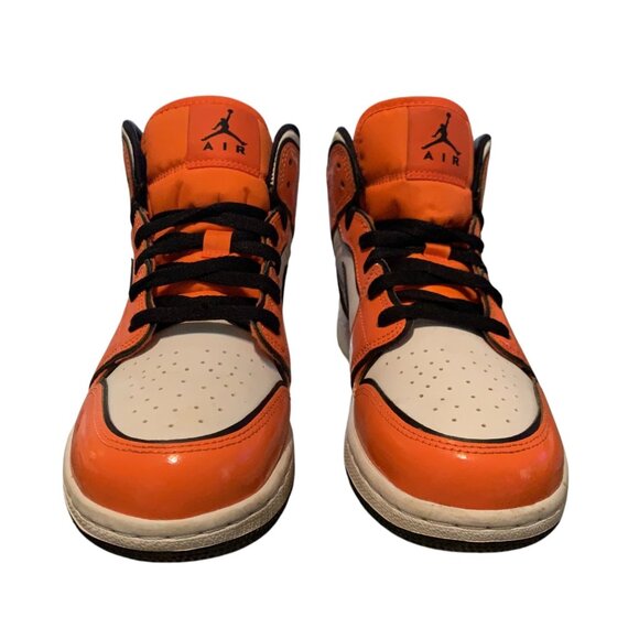 Air Jordan 1 Mid SE Orange/Black/White 6.5Y or 7.5 women's Sneakers - Picture 4 of 11